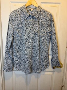 Men's Blue Floral Button-Down Shirt